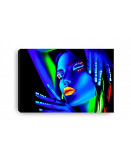 Obraz na płótnie canvas duży nowoczesny kobieta twarz neonowe kolory neon twarz makijaż studiograf