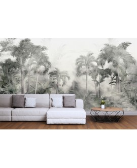 Fototapeta 3D na ścianę  na wymiar flizelinowa tropikalny las tropikalne drzewa palmy studiograf