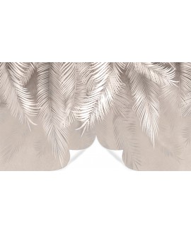 Fototapeta 3D na ścianę  na wymiar flizelinowa duże liście palmy pióra beżowe studiograf