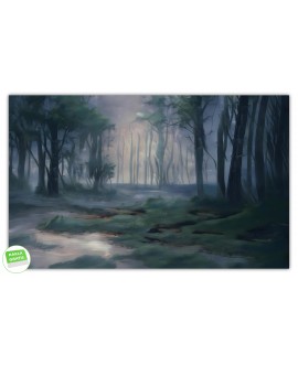 Fototapeta 3D na ścianę na wymiar flizelinowa mroczny zamglony las drzewa malowany studiograf