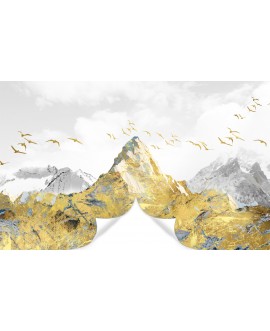 Fototapeta 3D na ścianę  na wymiar flizelinowa samoprzylepna złote góry złote ptaki studiograf