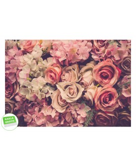 Fototapeta 3D na ścianę  na wymiar flizelinowa samoprzylepna różowe różyczki róże tło z róż studiograf