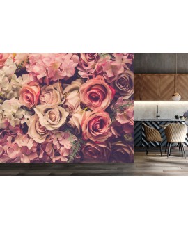 Fototapeta 3D na ścianę  na wymiar flizelinowa samoprzylepna różowe różyczki róże tło z róż studiograf