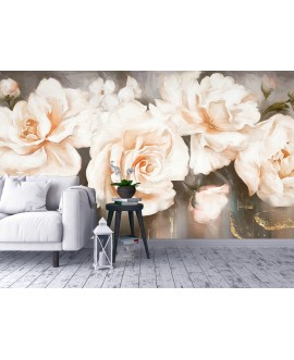 Fototapeta 3D na ścianę  na wymiar flizelinowa retro duże pastelowe różowe róże studiograf