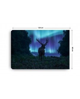 Obraz na płótnie canvas duży 120x80 jeleń las polana zorza polarna studiograf
