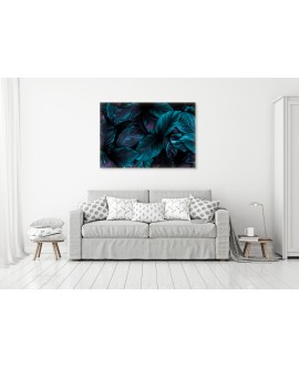 Obraz na płótnie canvas duży 120x80 duże tropikalne liście niebiesko-fioletowe studiograf