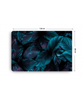 Obraz na płótnie canvas duży 120x80 duże tropikalne liście niebiesko-fioletowe studiograf