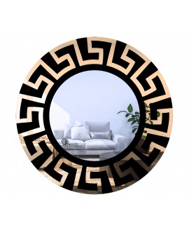 Lustro akrylowe okrągłe nowoczesne 78x78 grecja wzór złte srebrne glamour studiograf